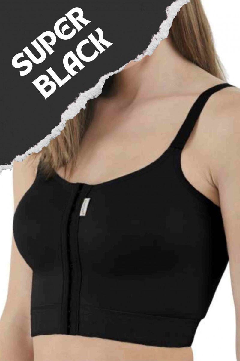 Sutiã sem costuras com fechamento frontal e elástico - 1010A PRETO