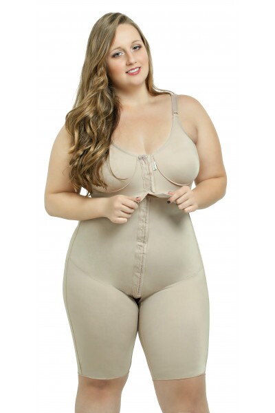 Cinta completa acima dos joelhos, com busto separado, Média Compressão - Plus Size 2016PS BEGE