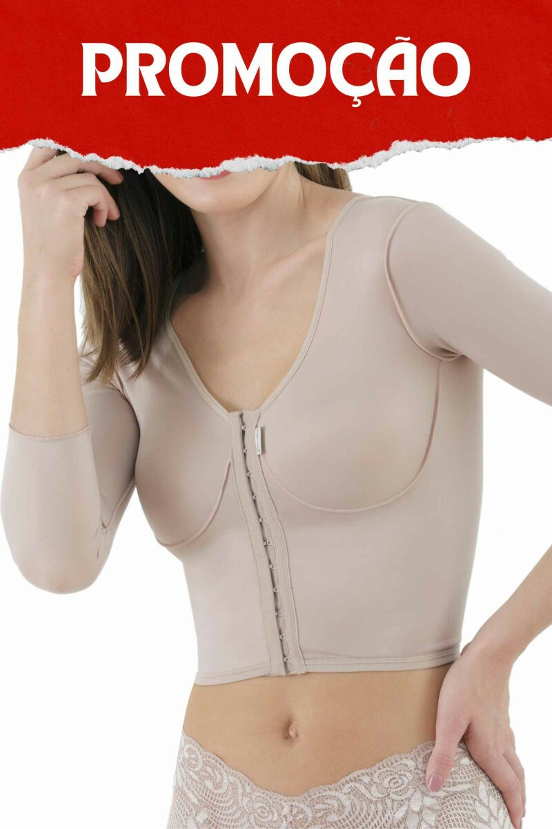 Sutiã com mangas 7/8 e corpo longo - 1004L BEGE